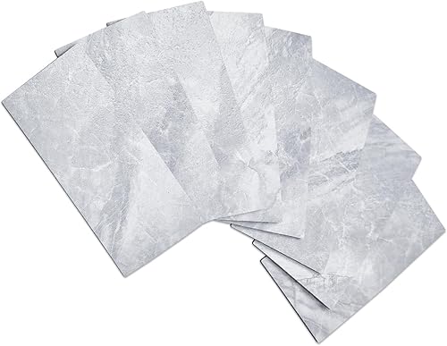 AULIGET 100 azulejos de pared para salpicaduras, 3 x 6 pulgadas, PVC gris mármol para cocina, baño, lavandería, cámper, chimenea