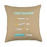 Choose Your Weapon C++ Java C# Python Programmer Humor Throw Pillow