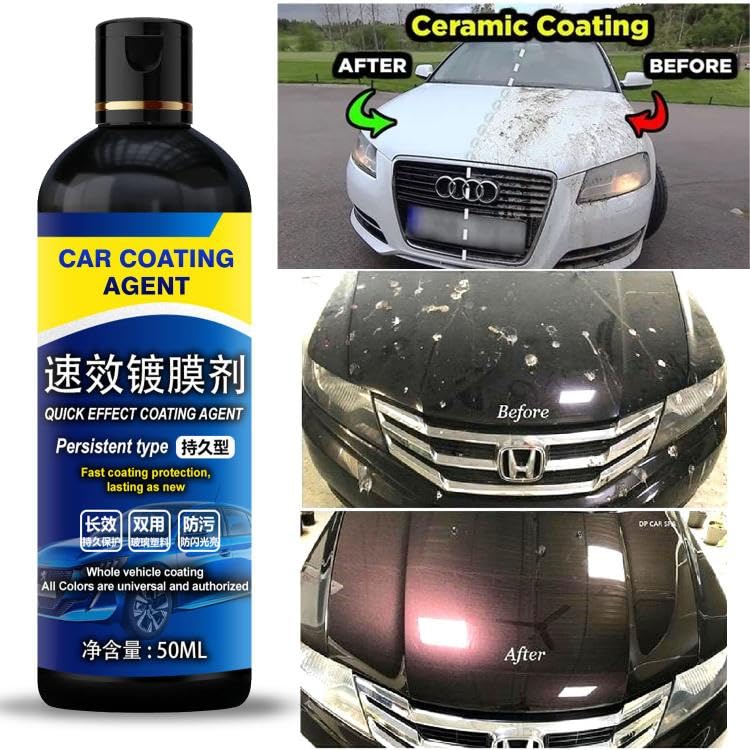 Image of Car Coating Spray, Quick Effect Coating Agent, Quickly Coat Car Wax, Car Scratch Wax Polish Spray Waterless Wash, Oil Film Emulsion Glass Cleaner 50ml (Pack Of 2)