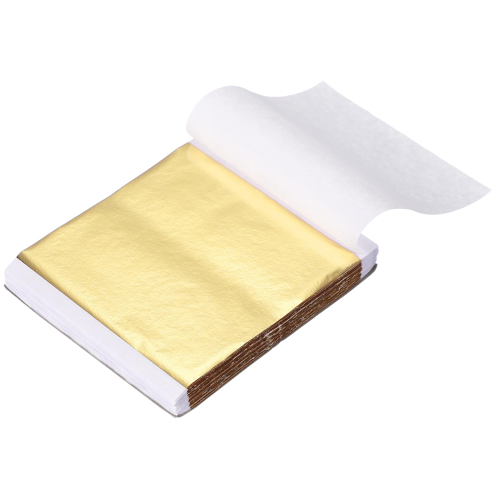 sourcing map 200 Sheet Gold Leaf Sheets, 3.3"x3.7" Imitation Gold Foil Sheets Variegated Booklet Paper for Crafts, Picture Frames, Nails and DIY Arts Decoration,K Gold