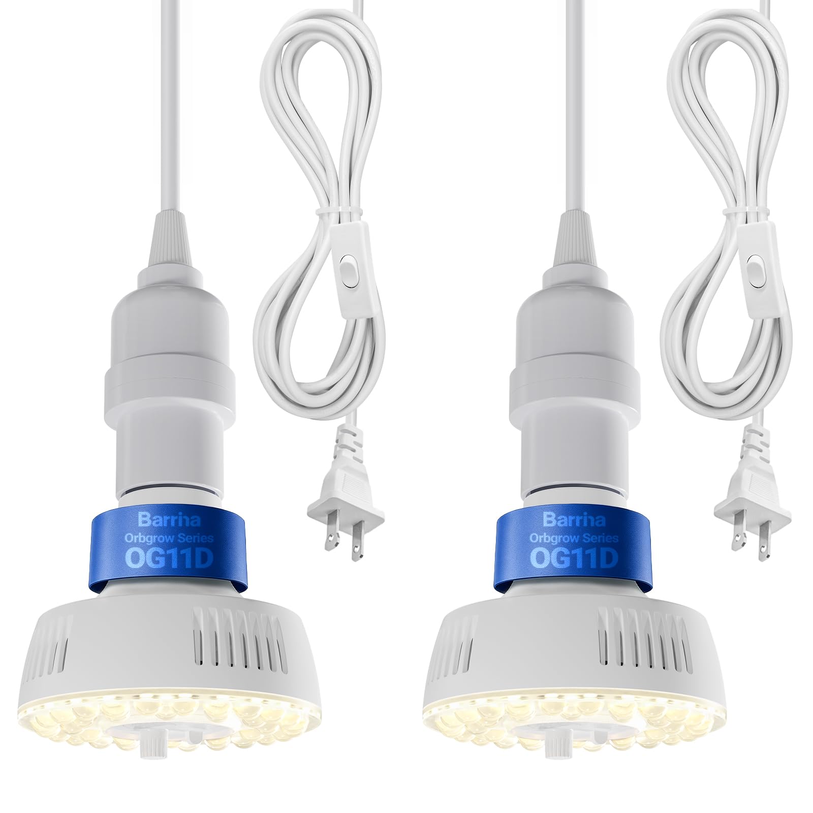 Barrina Orbgrow OG11D Grow Light Bulbs with Base, 4000K 11W, 2 Packs, White