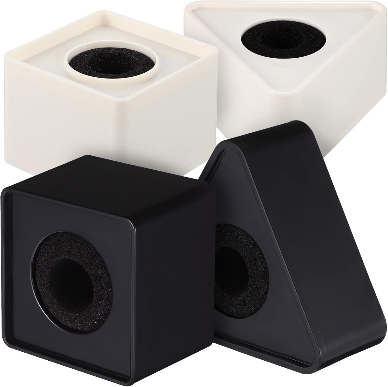 NUOBESTY 4PCS Mic Microphone Flag Triangular Square Cube Interview Logo ABS Injection Molding Flag Station Box for Karaoke