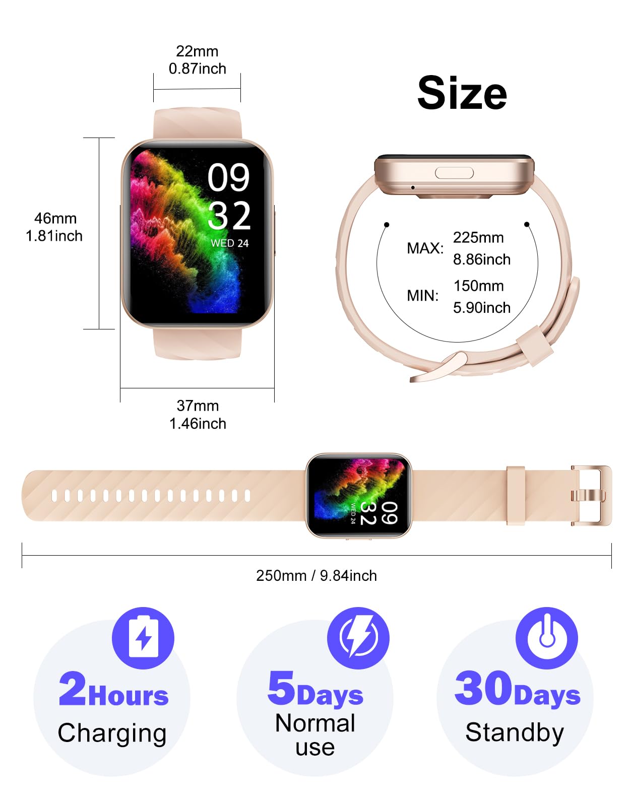 Smartwatch Hombre Mujer con Llamadas, Reloj Inteligente AMOLED 1,83" Podómetro, Pulsómetro SpO2 Sueño, 100+ Deportes, Pantalla Personalizable, Impermeable Whatsapp para iOS Android