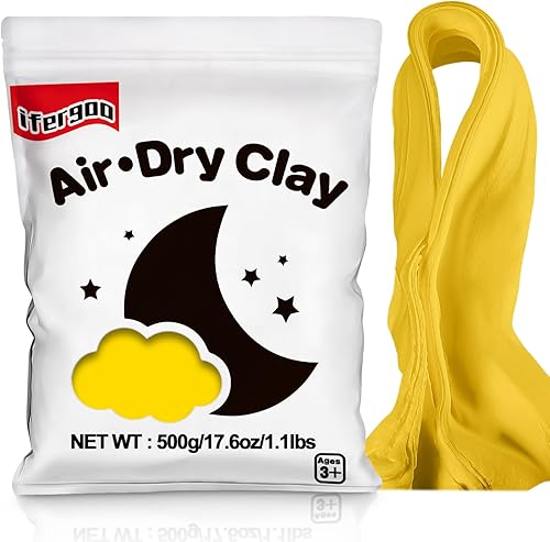 Ifergoo Arcilla de modelado amarilla al aire seco, para cosplay moldeable, secado al aire, arcilla de moldeo blanda para proyectos de arte y