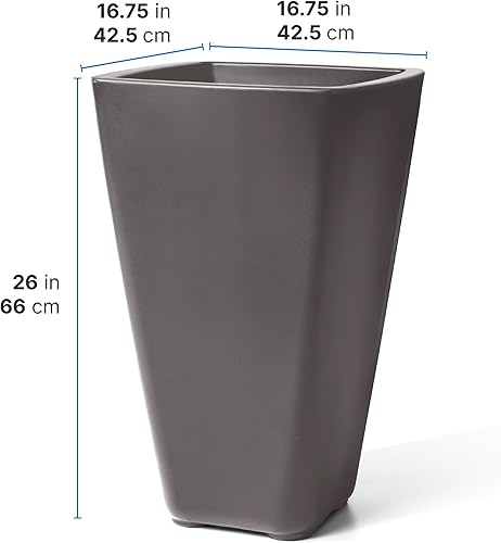 Miniatura 6 de Step2 Bridgeview - Maceta cuadrada alta, color cedro oscuro, maceta grande para uso en exteriores e interiores, diseño sin mantenimiento, maceta