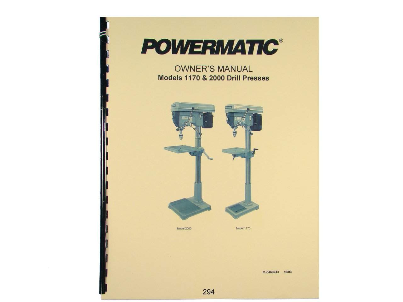 Powermatic Model 1170 & 2000 Drill Press Owners Manual Powermatic