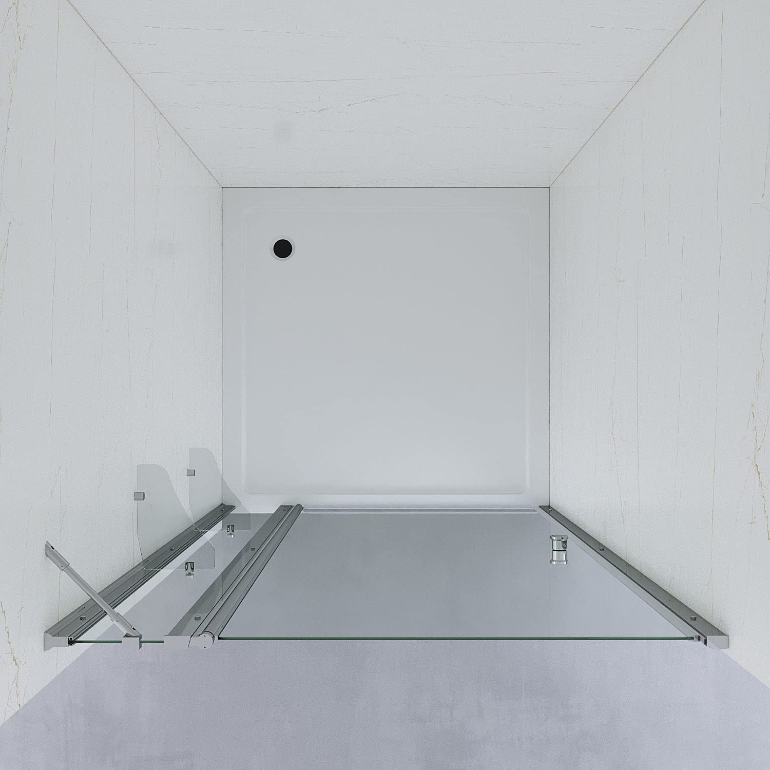 Duschtür 90 cm Nische Nischentür Dusche Duschabtrennung Glas Drehtür Pendeltür Schwingtür Glastür Duschkabine mit Duschablage aus 5mm ESG Sicherheitsglas Verstellbereich von 88-91 cm Höhe 187 cm