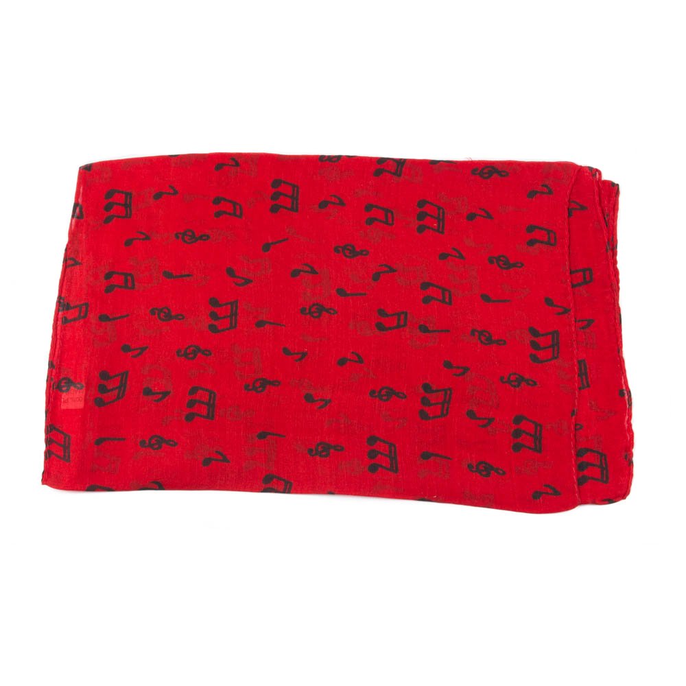 Mytoptrendz® Musical Note Scarf 100% Super Soft Pure Silk Neck Tie Red