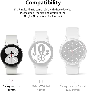 Ringke for Samsung Galaxy Watch 4 Case 40mm [Slim Clear & Black ]