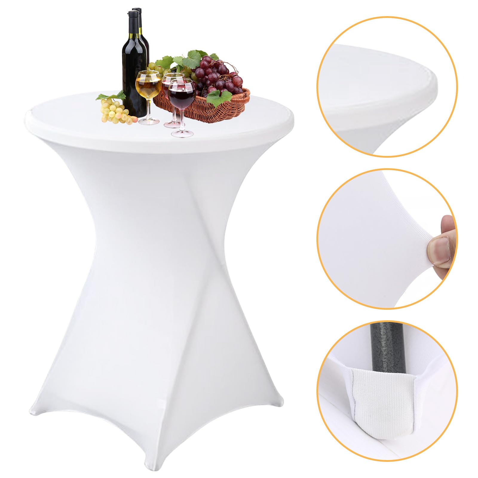 Lot De 3 Housse Mange Debout 80x110cm, Housse De Table Ronde Extensible, Blanc Housse pour Table Haute, Élastiques Et Faciles d'entretien pour Cocktail Mariage Banquet Anniversaire Banquet Bartable