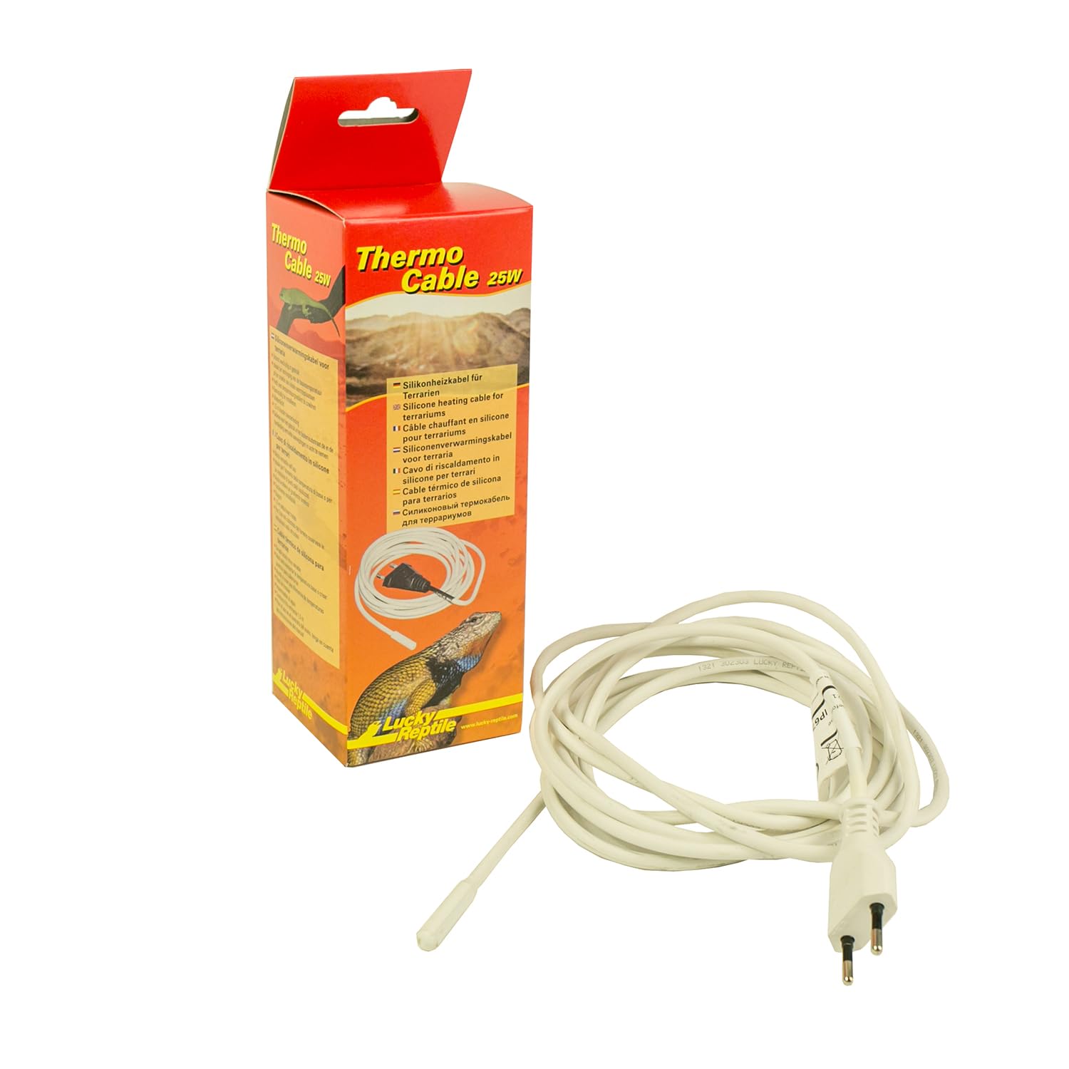 Lucky Reptile Thermo Cable - 25 W Cable Calefactor Impermeable para terrarios - Cable de 4,8 m con 1,5 m de alimentación fría - Calentamiento rápido y Calor Uniforme - Accesorios para terrario