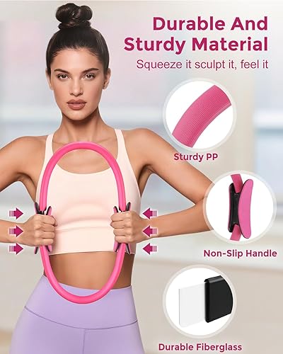 Miniatura 2 de Kit de pilates Essentials para mujer, equipo de pilates mágico de 14 pulgadas con anillo de pilates y juego de pelotas, 5 bandas de resistencia y