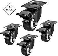 Vista 4 de Ruedas giratorias, ruedas de 2 pulgadas, juego de 4 ruedas resistentes, ruedas de bloqueo CLOATFET con freno (placa superior), ruedas giratorias
