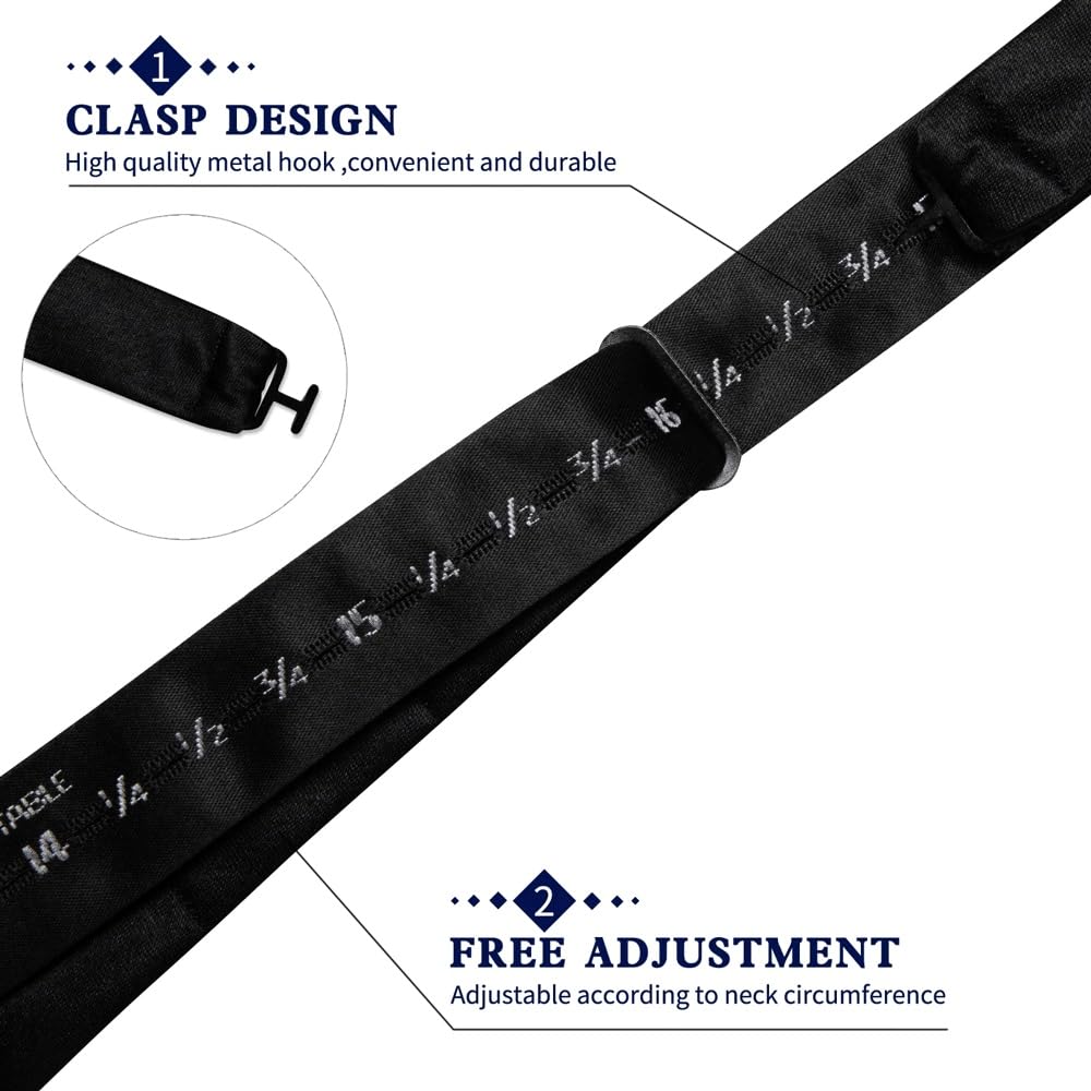 JFDBGU Silk Bow Ties for Man Accessories Classic Solid Men Self-tie Bowties Pocket Square Cufflinks Set Wedding