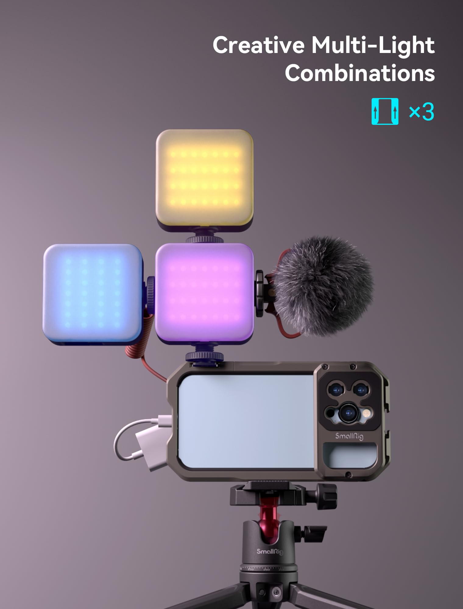 SMALLRIG P108 RGB-Videoleuchte, Tragbares LED-Kameralicht, 360°-Vollfarb-Fotografiebeleuchtung, 2500mAh On-Camera-Videoleuchte für YouTube, Vlogging, Fotografie, Limitierte Auflage - 4276