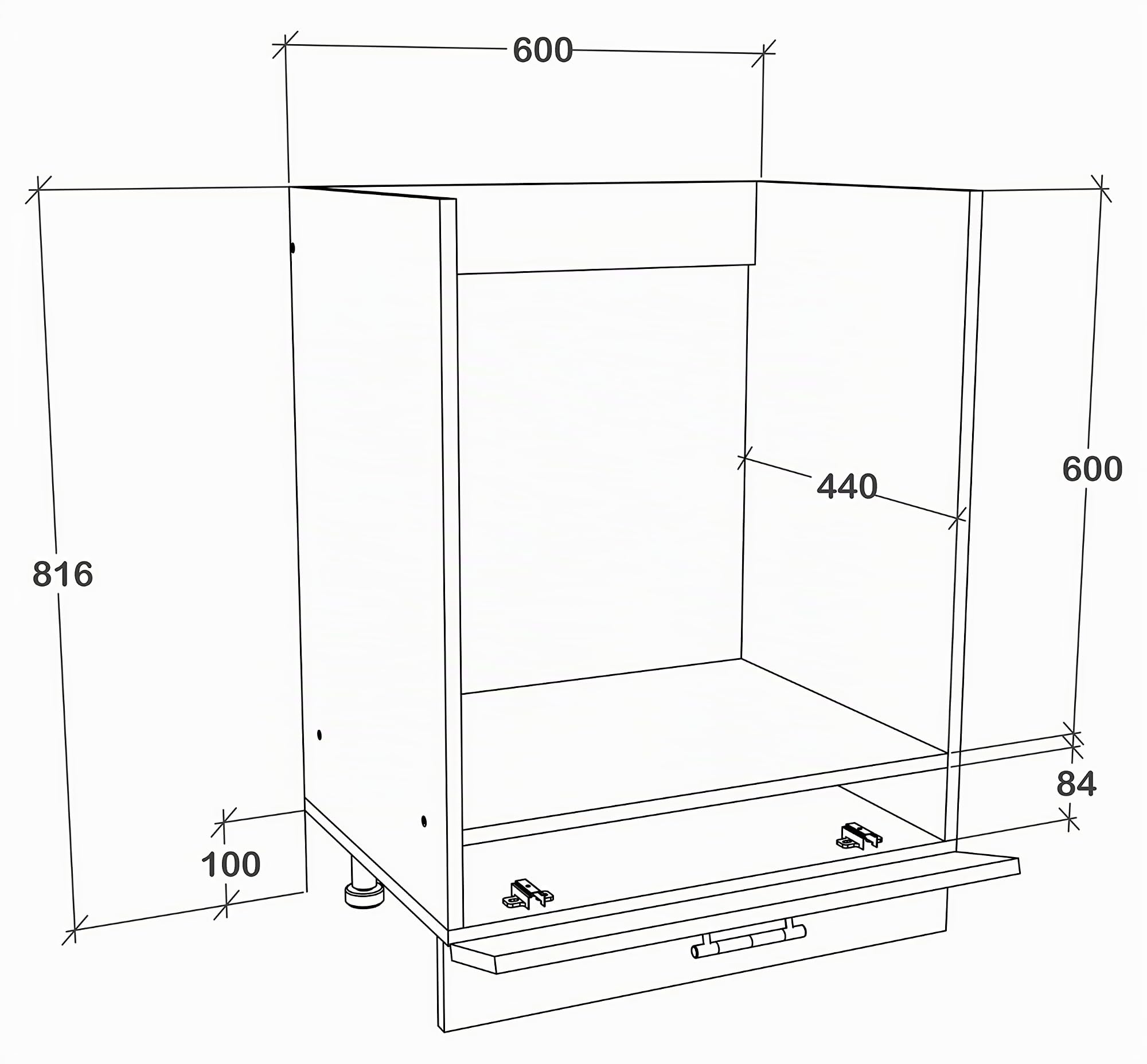 VCM Esilo Armoire de Four encastrée avec Compartiment supplémentaire Blanc Largeur 60 cm