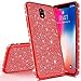 Produktbild Karomenic Silikon Hülle kompatibel mit Xiaomi Redmi 8A Glänzend Bling Glitzer Schutzhülle Weiche TPU Handyhülle Diamant Ultra Dünne Slim Bumper Tasche Case Cover für Frauen Mädchen,Rot