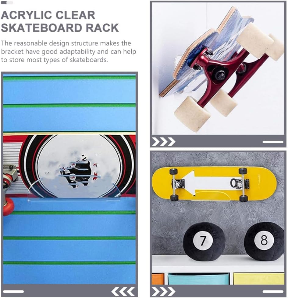 BESPORTBLE Skateboard Wall Rack Durable Acrylic Hanger Store Decorate Skateboards Wall Mount Display