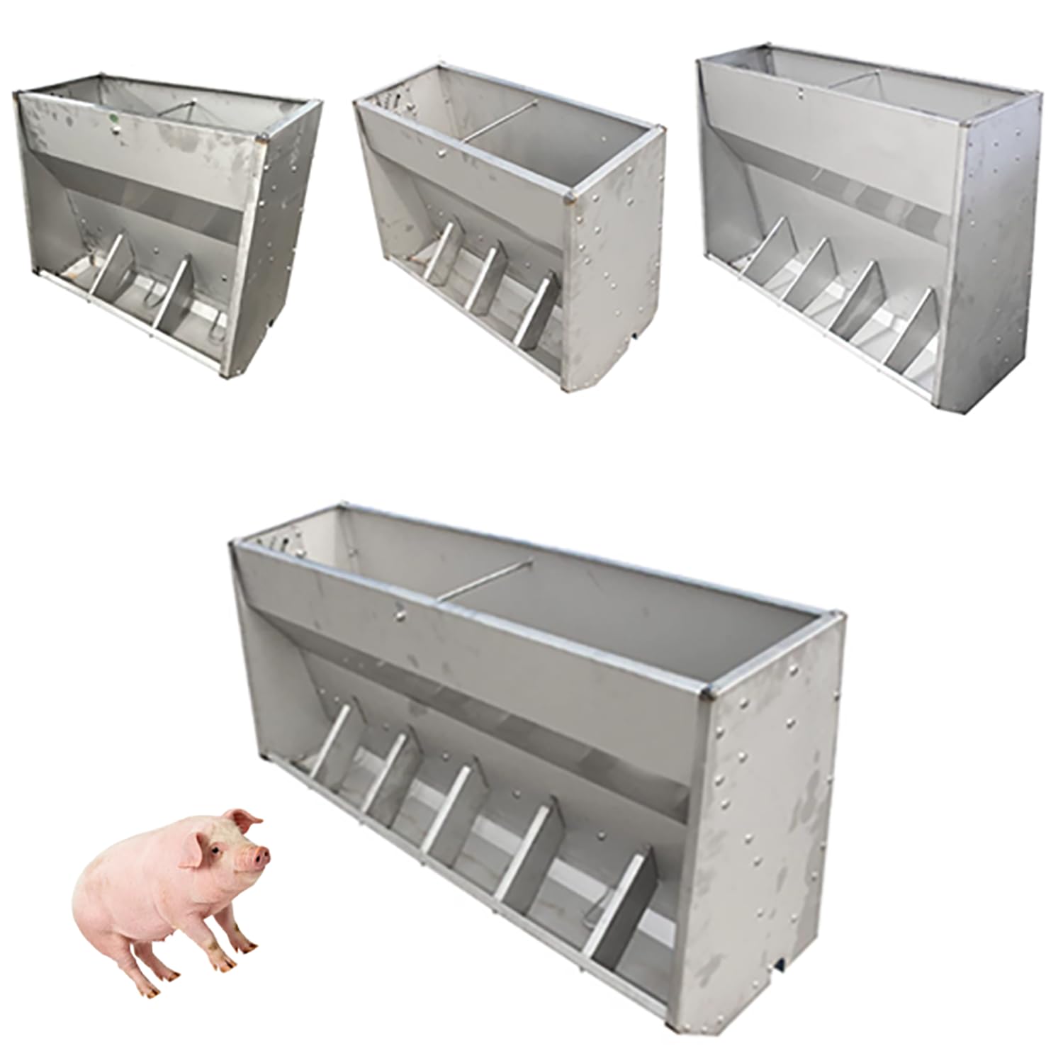 Mangiatoia per Pollame, Feeder Suini, Mangiatoie Automatiche di Grandi Dimensioni per Polli, Alimentazione Automatica per Polli, per Polli, Anatre, Suini E Pecore,Argento,L118*H55*W35