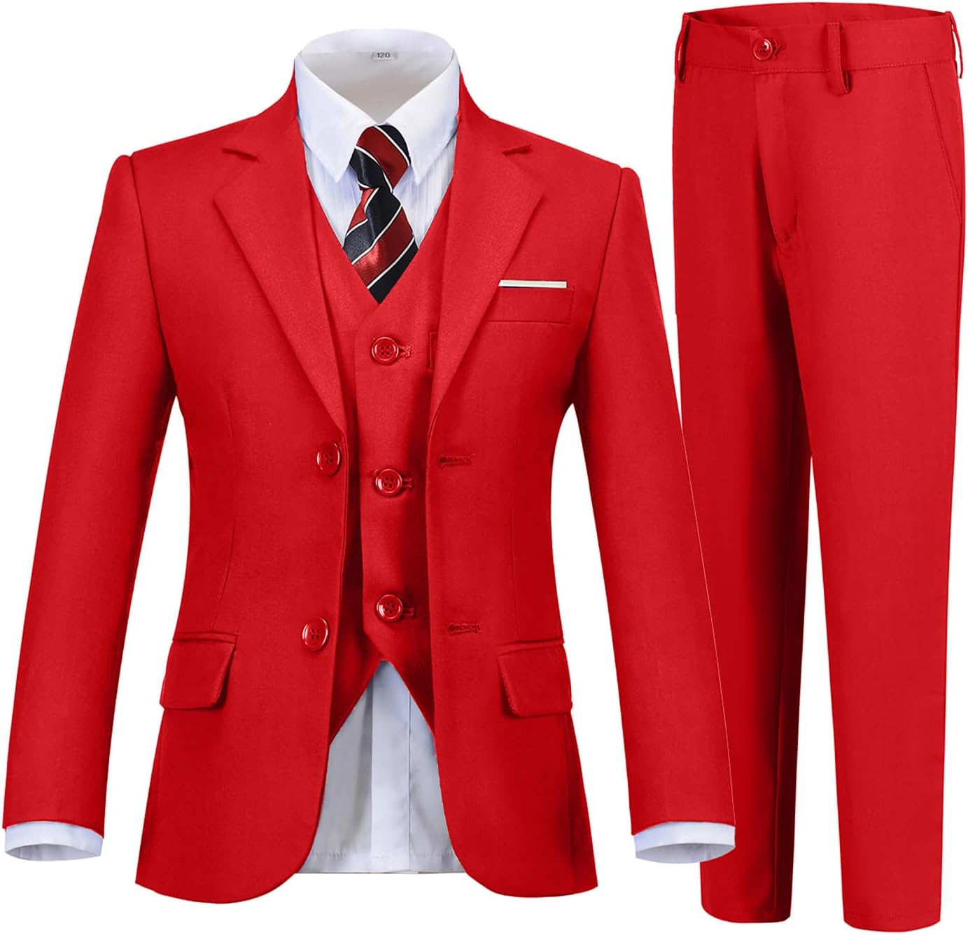 Boys Slim Fit 5-Piece Formal Suit Set by DOISPON