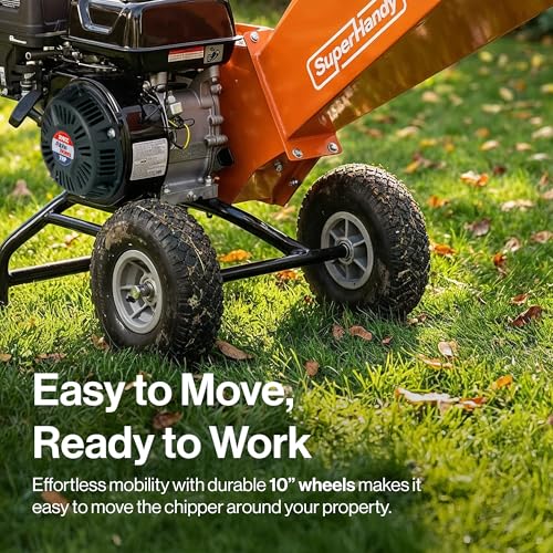 Image of SuperHandy Wood Chipper Shredder Mulcher 7HP Engine Heavy Duty Compact Rotor Assembly Design 3 inch Inch Max Capacity Aids in Fire Prevention and Building Firebreaks