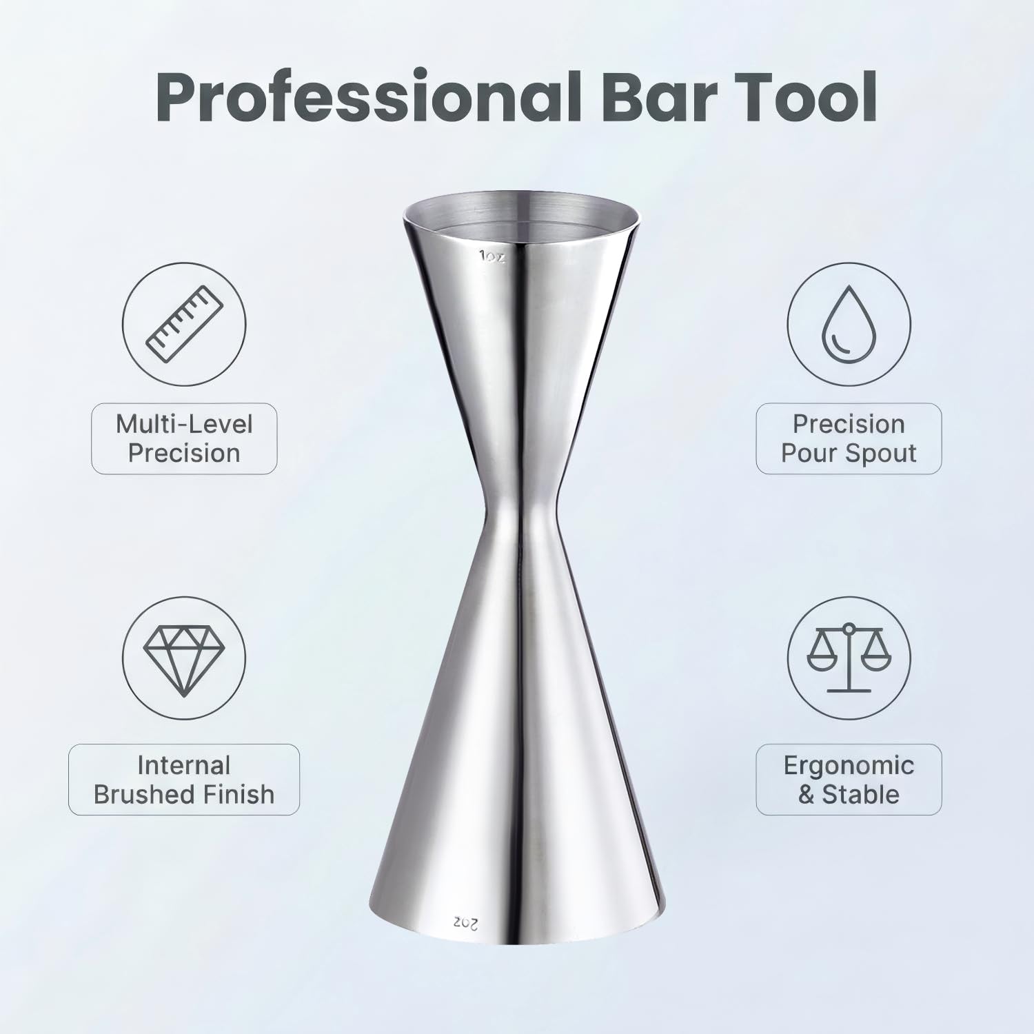 Japanese Cocktail Jigger - 2oz & 1oz Stainless Steel -7