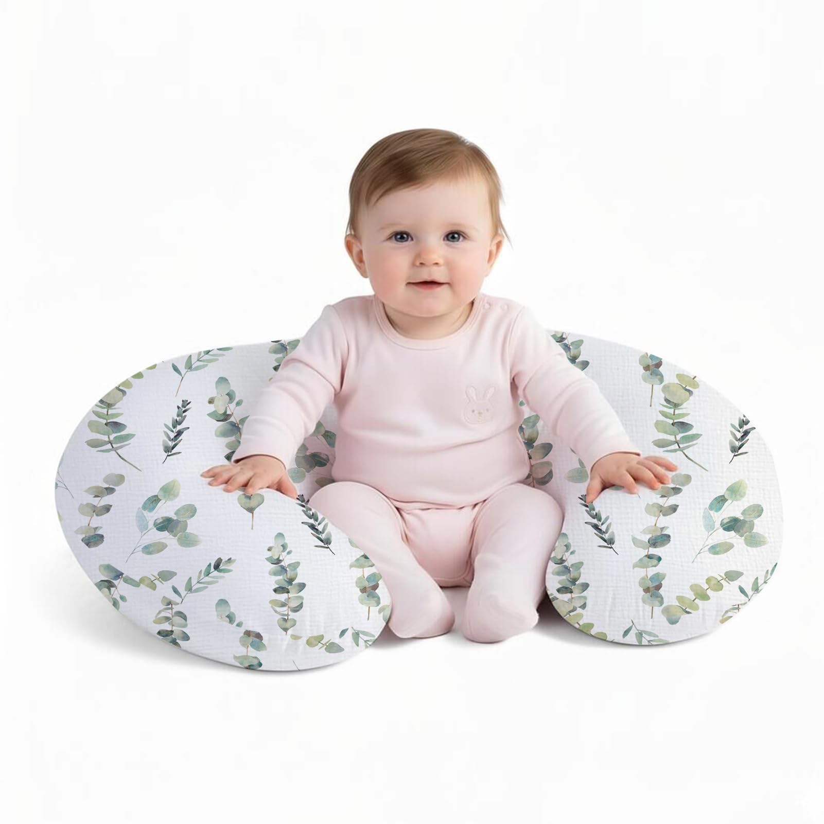 Little Grape Land Stillkissen klein für Baby | Musselin Baumwolle | Mit abnehmbarem, waschbarem Kissenbezug, Blättermuster, Oeko-TEX Standard 100