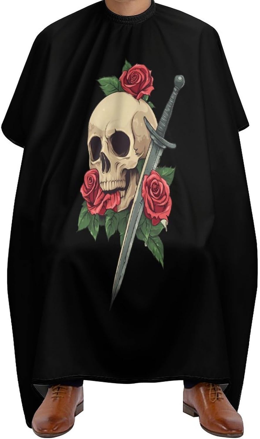 Sword Skull Barber Cape Professional Hair Cutting Apron Hairdresser Cape for Men Women