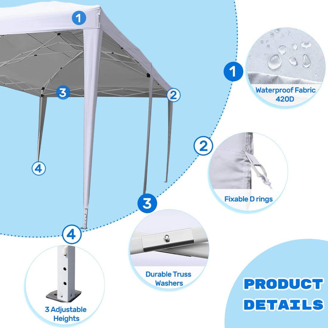 Amazon.co.jp: Quictent ワンタッチ タープテント 3段階調節 6×3m UV