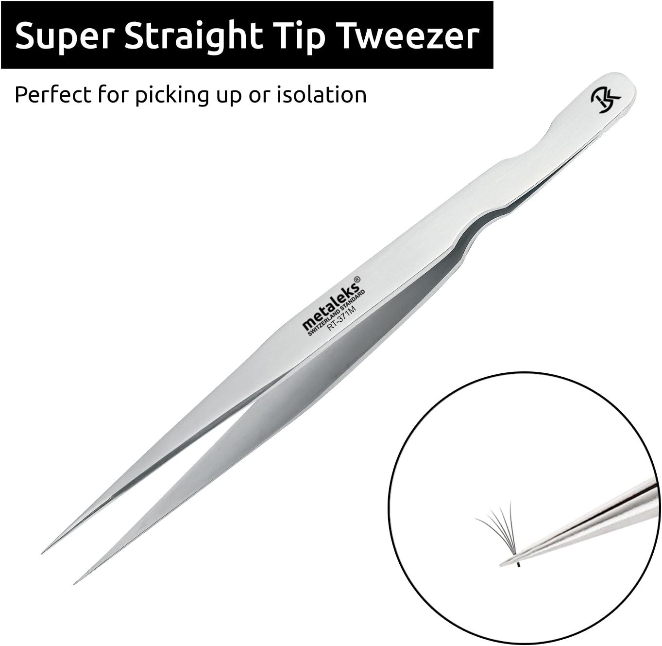 2Pcs Eyelash Extension Tweezers Set Made of Japanese Stainless Steel with Pouch (Mat Finish)