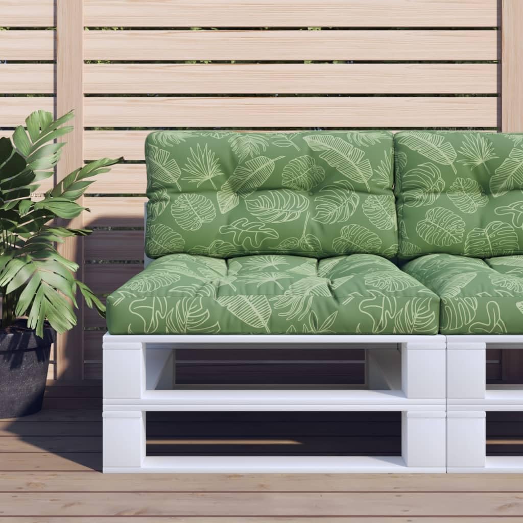 Cojín para palés, diseño de hojas, 70 x 40 x 12 cm, 100% poliéster, con fibra hueca de polipropileno, para silla de jardín, balcón, sofá, diseño moderno y material robusto para exterior e