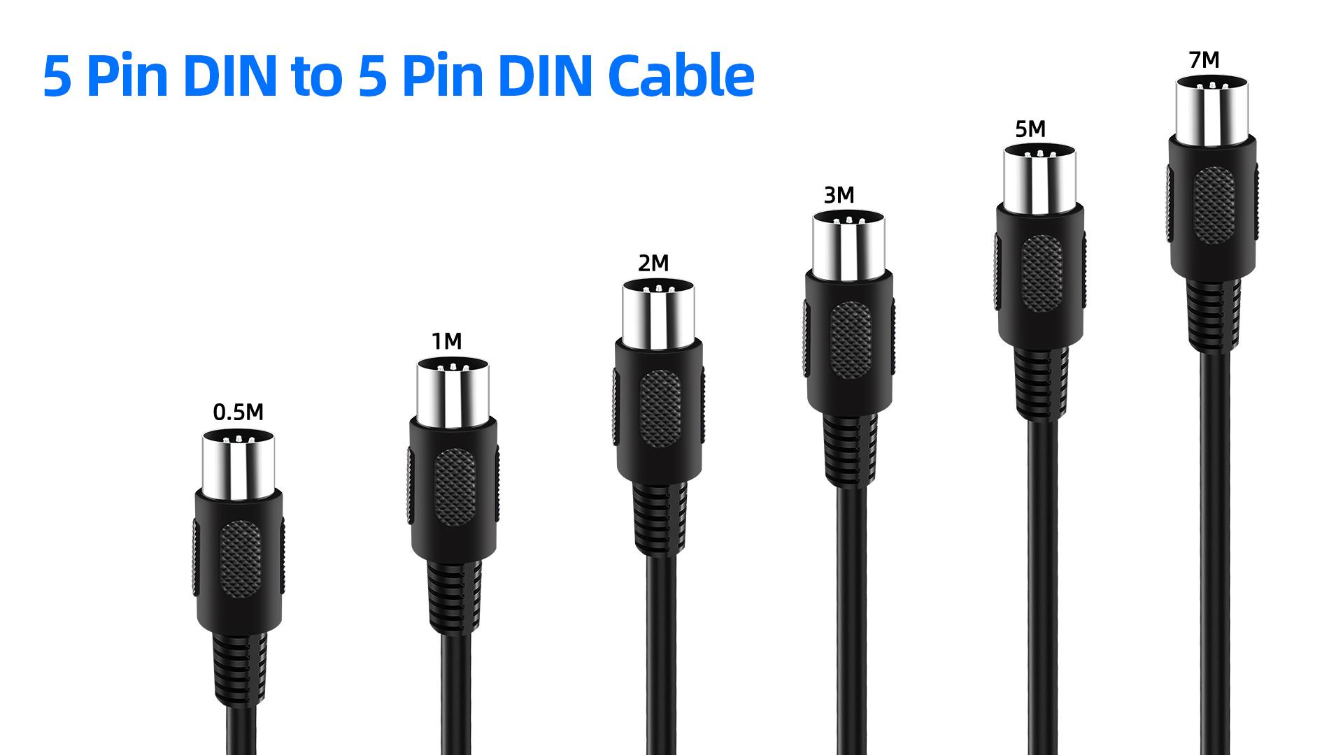 Midi 5m 5-pin Din Audio Cable Lead Cord. 5 Cores. For Electronic Instruments: Keyboards, Synths, Sequencers, Electronic Drums, Drum Machines, Effect Processors, Samplers, Multi-Effects Etc. By OME