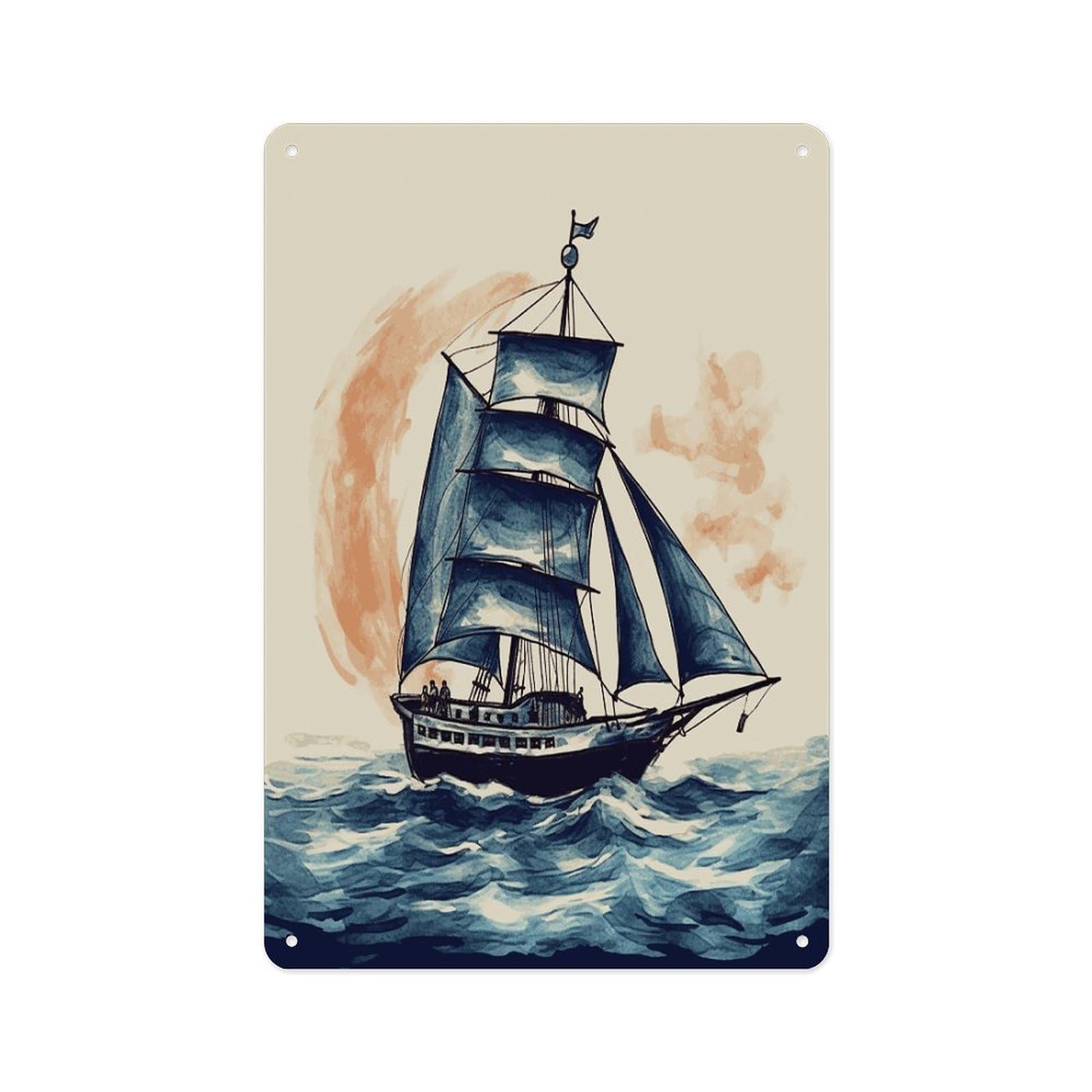 Fekiloot Style Nautical Sailboat Wall Decor Metal Signs Tin Signs Poster