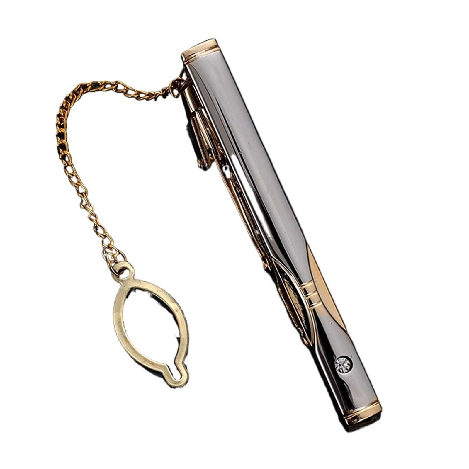 Krawattennadel Goldfarbene Krawattenklammer mit Kette for Herren, Hochzeit, Krawatte, Krawattenverschluss, Clip, Gentleman-Krawatten, Krawattennadel for Herren-Accessoires