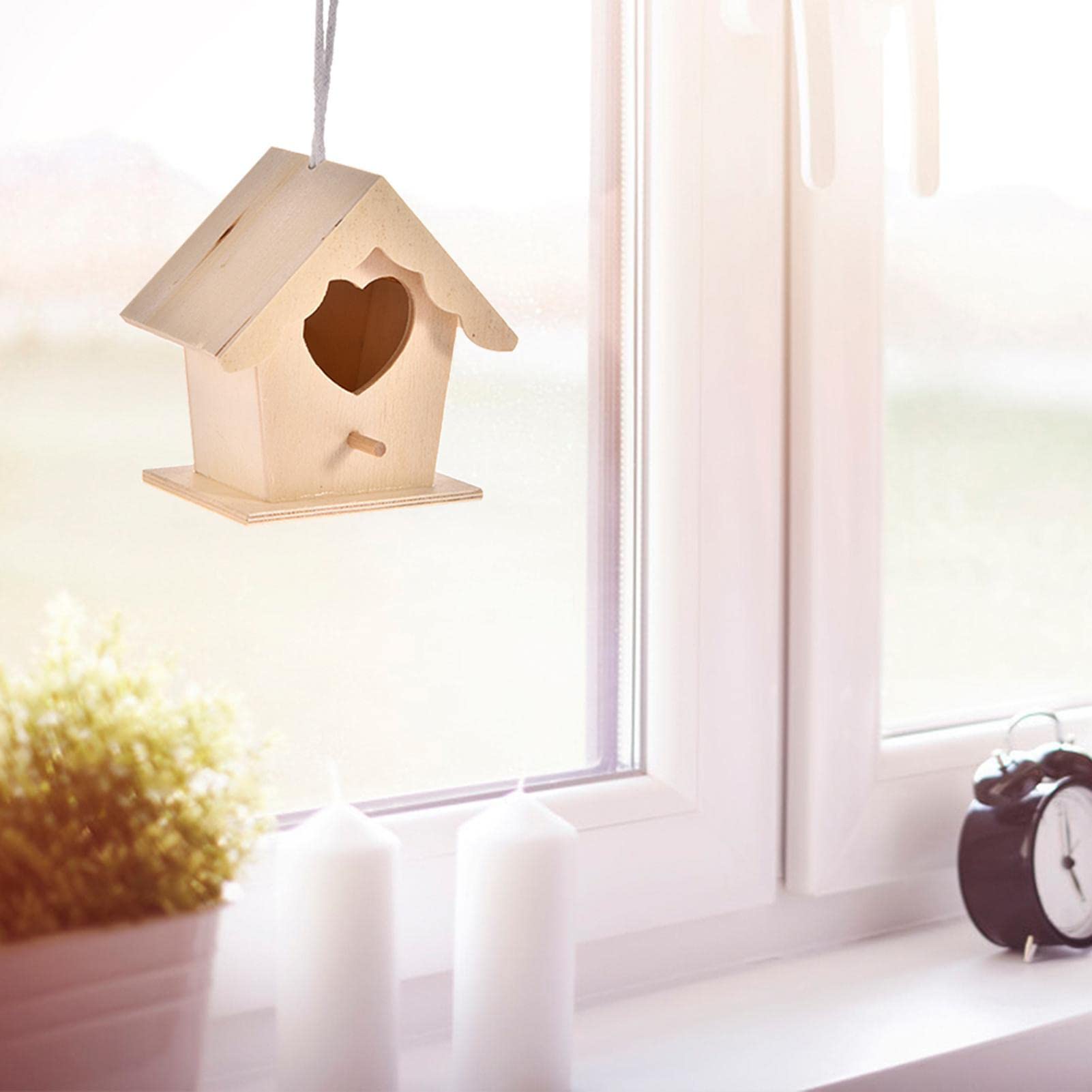 Casetta Per Uccelli In Legno Di Cedro Blu - Nido Decorativo Per Colibrì, Cardinali E Uccelli Selvatici - Foto 8