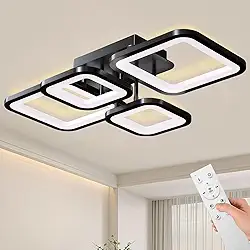 Moderno plafon led sobrepor, Design Quadrado 4, Regulável 3000K-6500K, Acrílico luminária led, Tensão ampla de 110-220 V, Adequado para Quarto, Cozinha, Sala de Jantar, Escritório