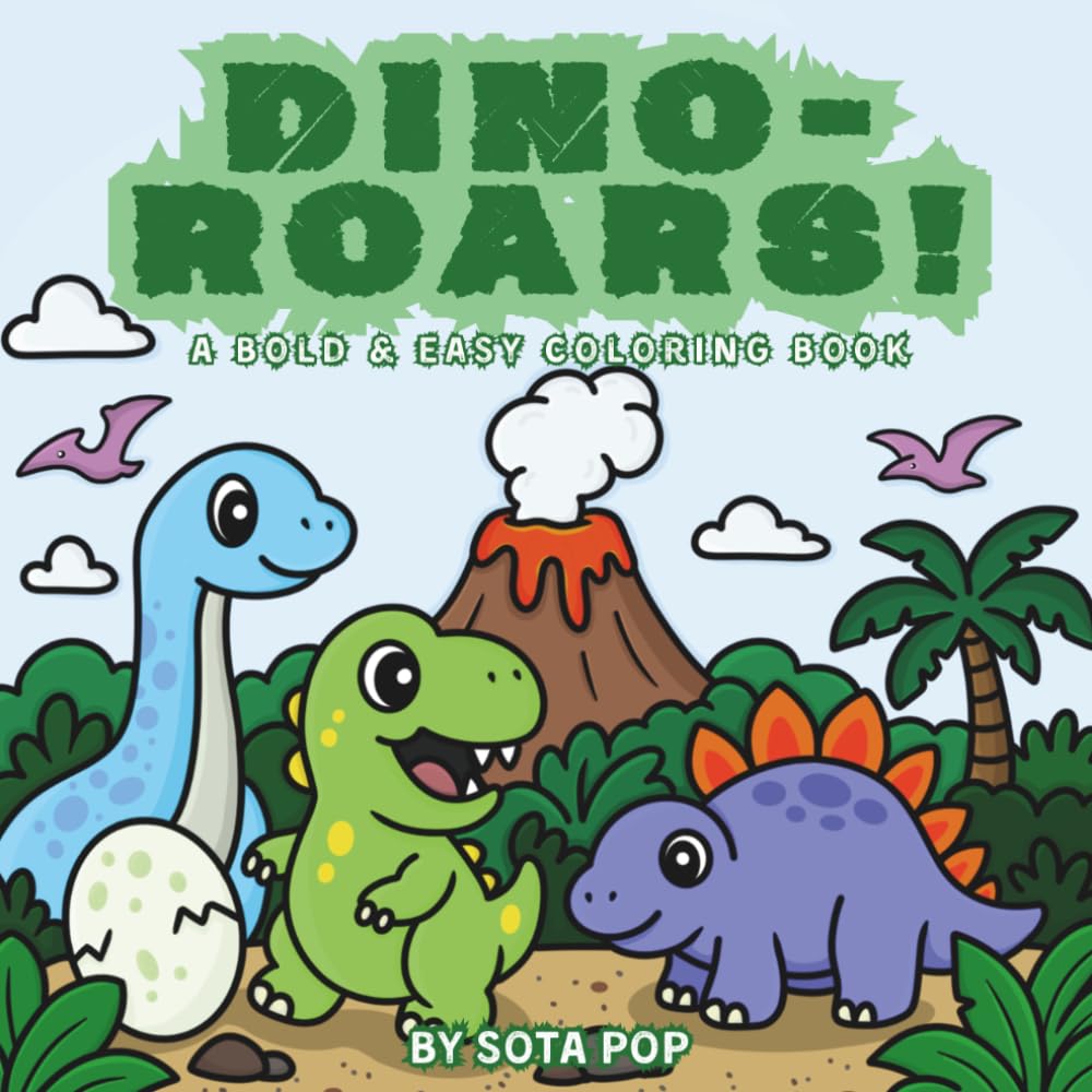 Dino-Roars! Bold & Easy Dinosaur Coloring Book