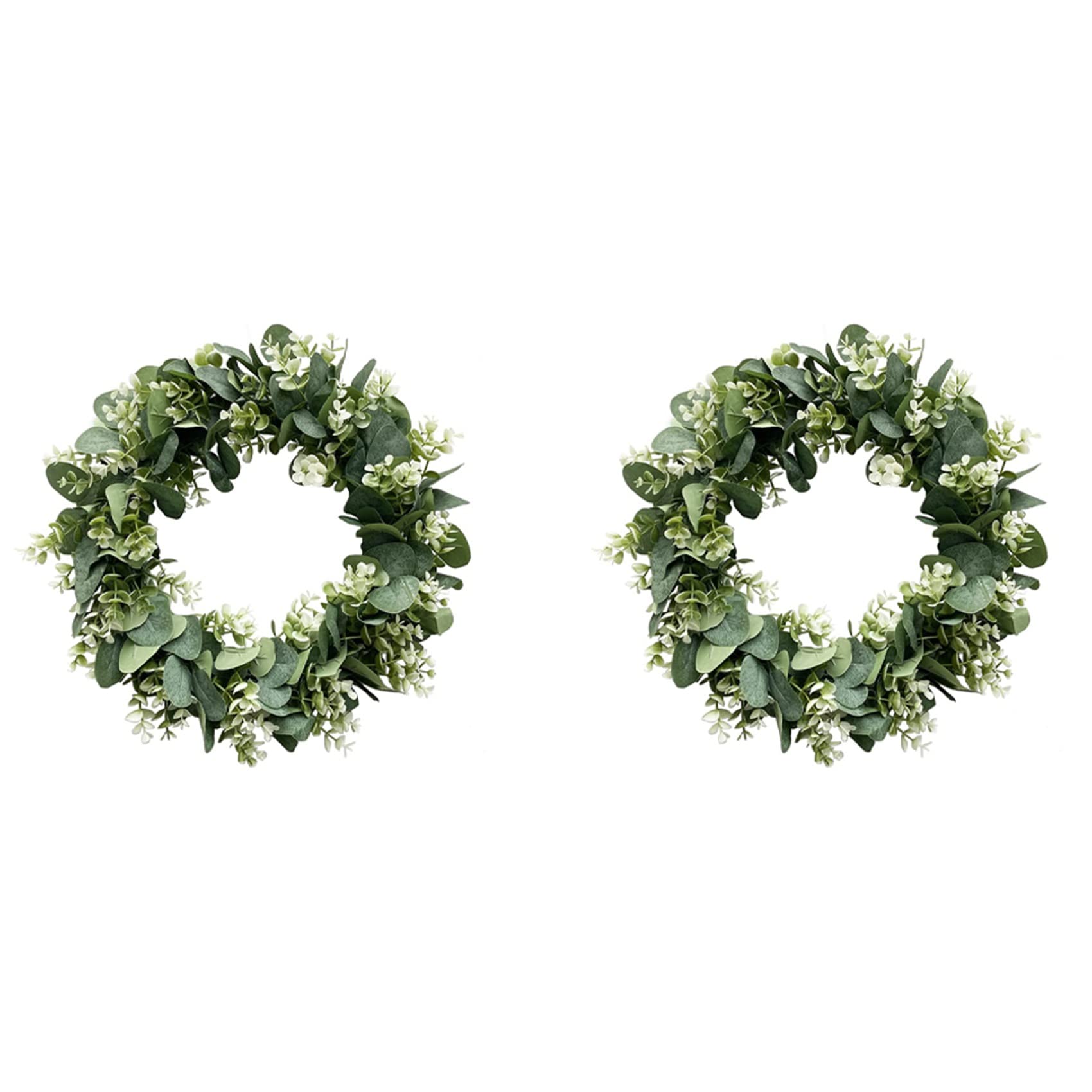 Hndhbfgrt 2X Eucalyptus Wreath Farmhouse Decor, Green Wreath Front Door Farmhouse Artificial Wreath Spring Summer Greenery Wreath