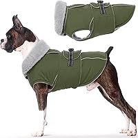 Vista 26 de Lelepet Abrigo cálido para perros – Chaleco reflectante impermeable de vellón con hebilla ajustable de gancho y bucle, chaqueta de invierno
