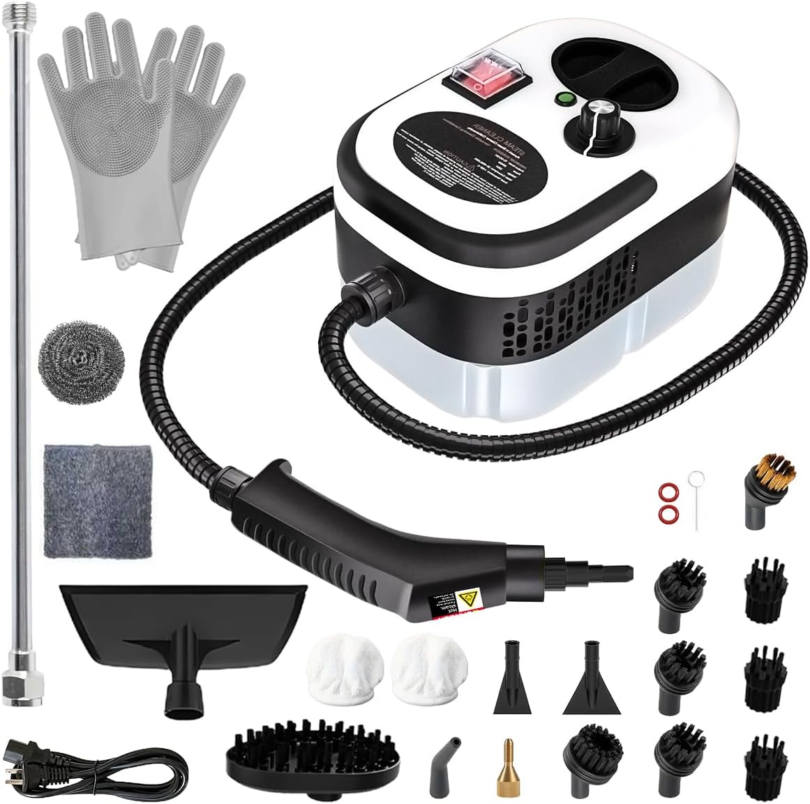 Handheld Steam Cleaner for Home, 2500W High Handheld Steam Cleaner, Portable Multi-Surface Clean for Home, Upholstery, Car, Floor, Kitchen, White (White-1)