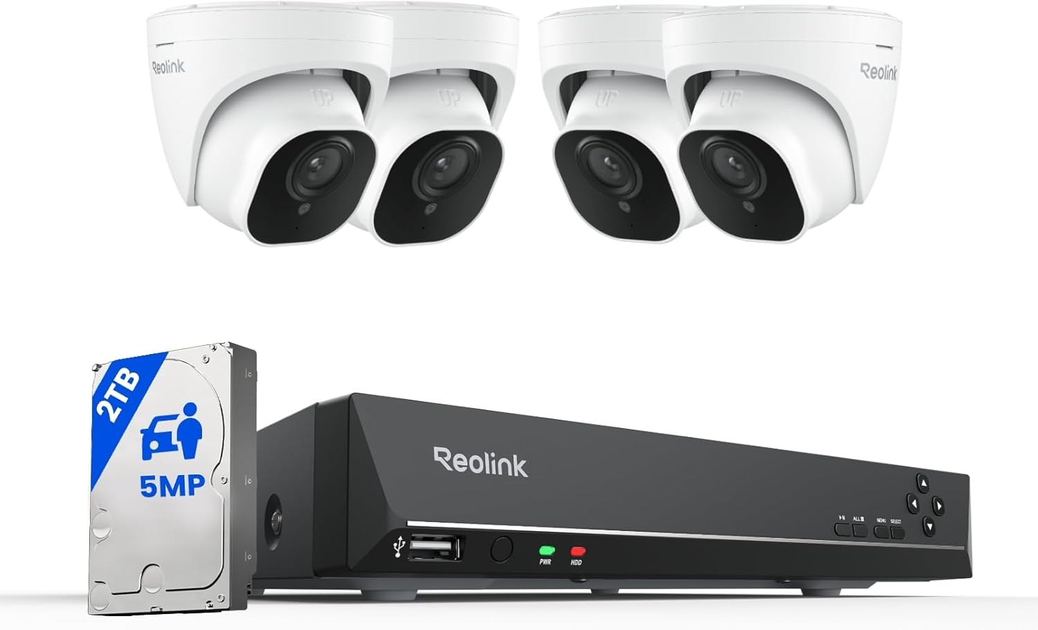 REOLINK Smart 5MP 8CH Home Security Camera System, 4pcs Wired PoE IP Cameras Outdoor with Person/Pet/Vehicle Detection, 4K 8CH NVR with 2TB HDD for 24-7 Recording, RLK8-520D4-5MP REOLINK Smart 5MP 8CH Home Security Camera System, 4pcs Wired PoE IP Cameras Outdoor with Person/Pet/Vehicle Detection, 4K 8CH NVR with 2TB HDD for 24-7 Recording, RLK8-520D4-5MP