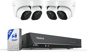REOLINK Sistema inteligente de cámara de seguridad para el hogar de 5MP 8CH, 4 cámaras IP PoE con cable para exteriores con detección de persona/mascota/vehículo, NVR 4K 8CH con disco duro de 2 TB