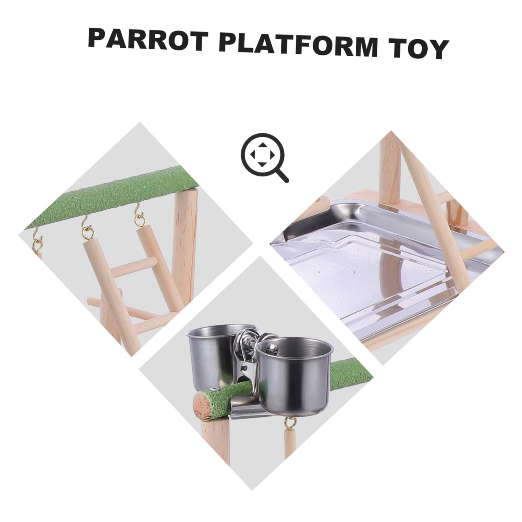 Parrot Playstand Legno Con Trespolo e Altalena Per Uccelli Giochi Stimolanti Per Pappagalli Cocorite e Inseparabili Supporto Per Arrampicata e Allenamento Pet Friendly