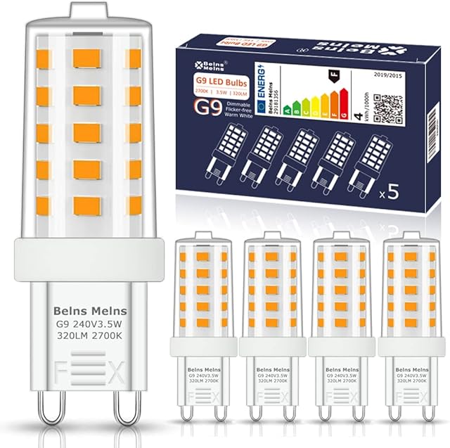 G9 LED Bulbs Dimmable Warm White 2700K, 3.5W 320LM SMD LED G9 Capsule Bulbs, 28W G9 Halogen Bulb Replacement Flicker Free Dimmable - Pack of 5