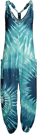 OIOLOYJM Summer Plus Size Boho Overalls for Women 2025 Fashion Jumpsuits Loose Fit Rompers Floral Printed Baggy Harem Pants