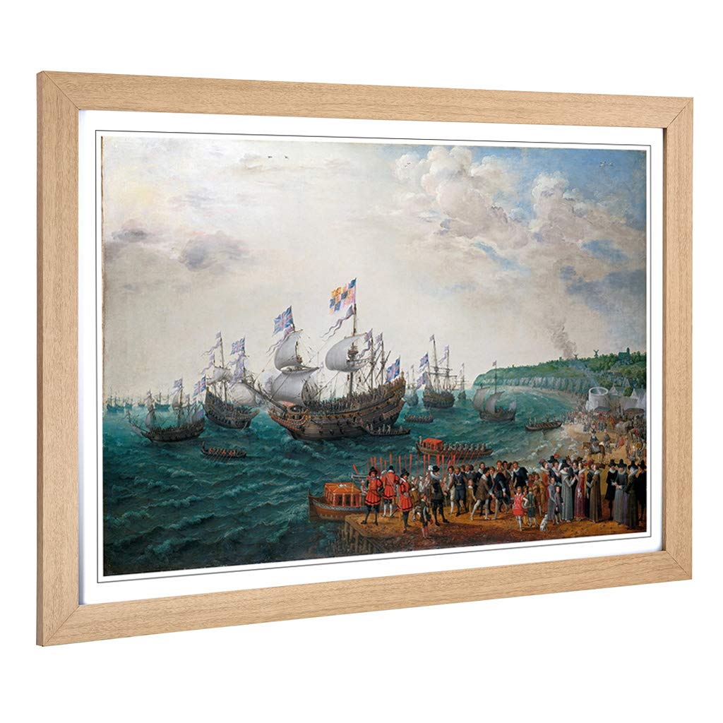 Big Box Art Framed Print of Abraham Adam Willaerts Embarkation Design | Wall Art Picture | Home Decor for Kitchen, Living Room, Bedroom, Hallway, Oak, A2 / 24.5x18 Inch / 62x45cm