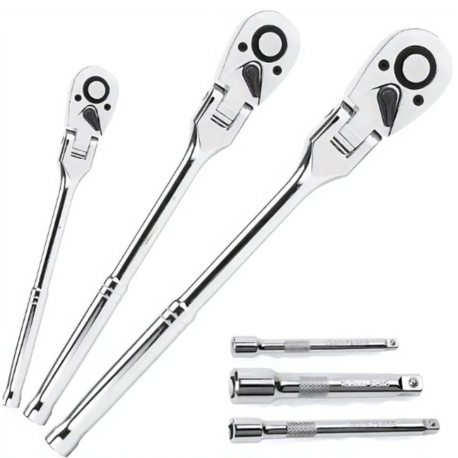 Kalttoy 1 6Pcs Ratcheting Wrench Set 72Tooth Head 1/4 3/8 1 / 2Inch Drive Steel Tight Space Tool With Extension Rod Drive Ratcheting