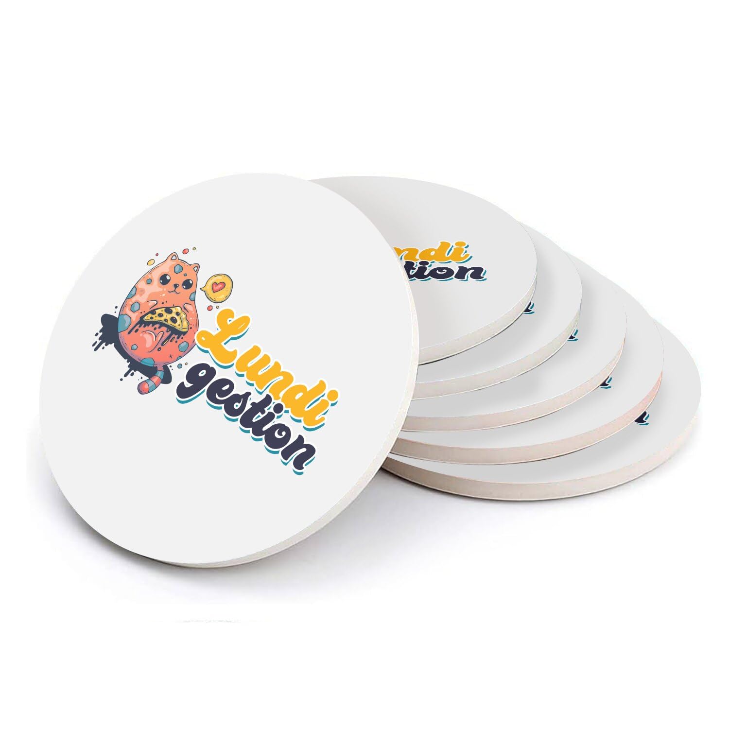 Sous verre ronds en céramique avec humour lot de 6 dessous de verre 108mm