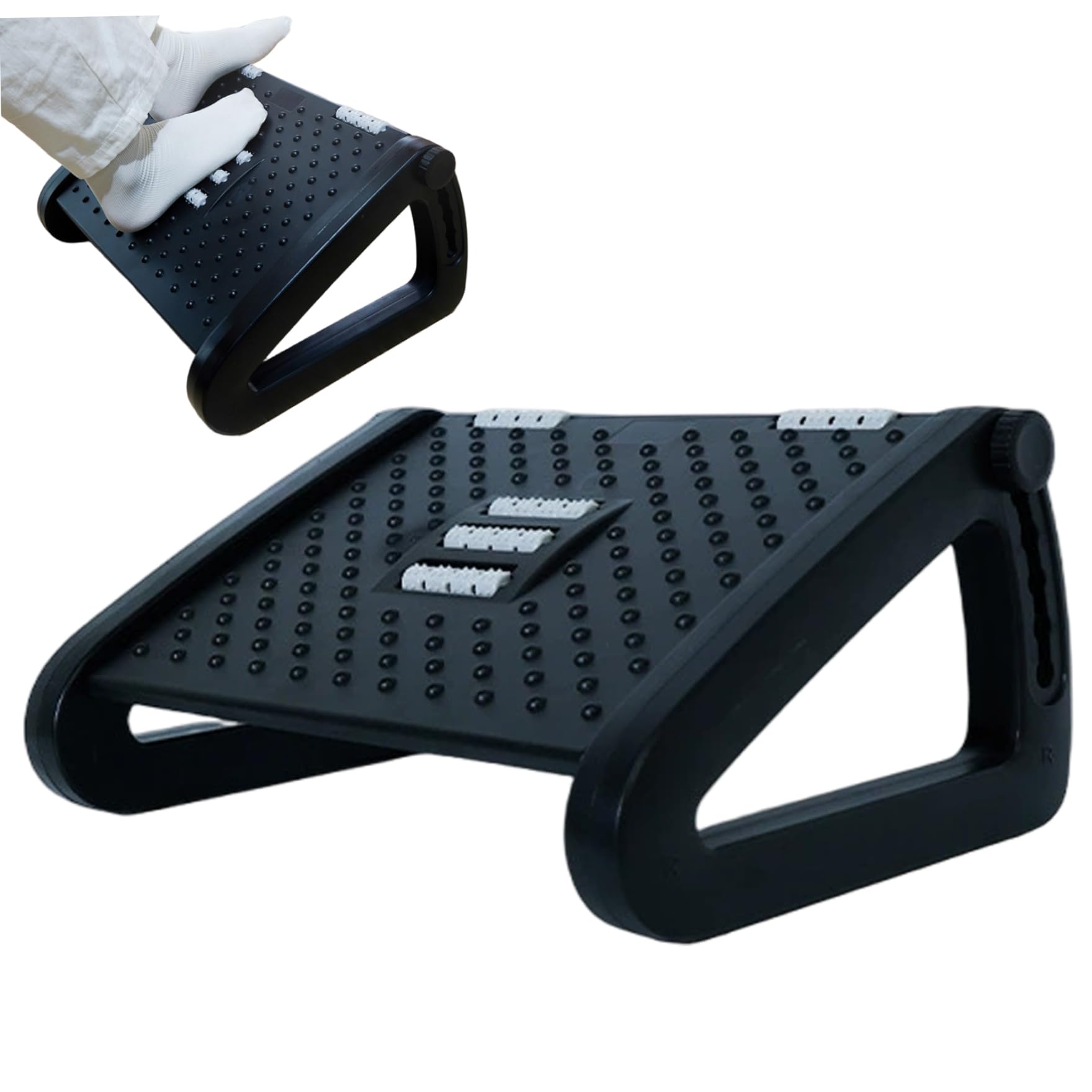 Reposapiés de Oficina Altura Ajustable Antideslizante Ergonómico Reposapiés Debajo del Escritorio con Masajeador Rodillo Taburete de Enfermería para Alivio de Presión en la Oficina