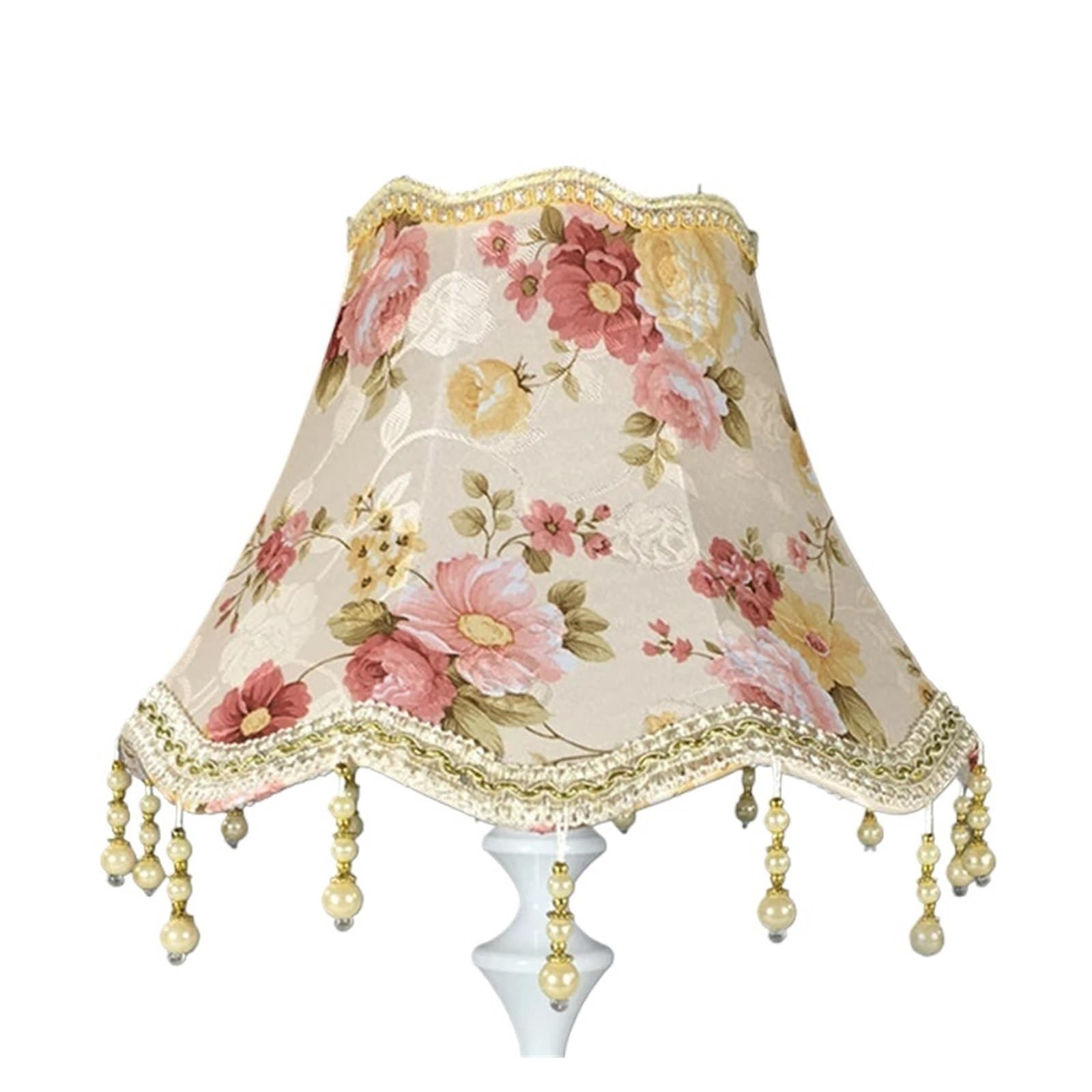 Luysgbxr Color-02 Tassel Lampshade Pearl Tassel Table Lamp Shade Shading Cloth Fringe Beads Cover E27 Retro Bedroom Decoration Craft
